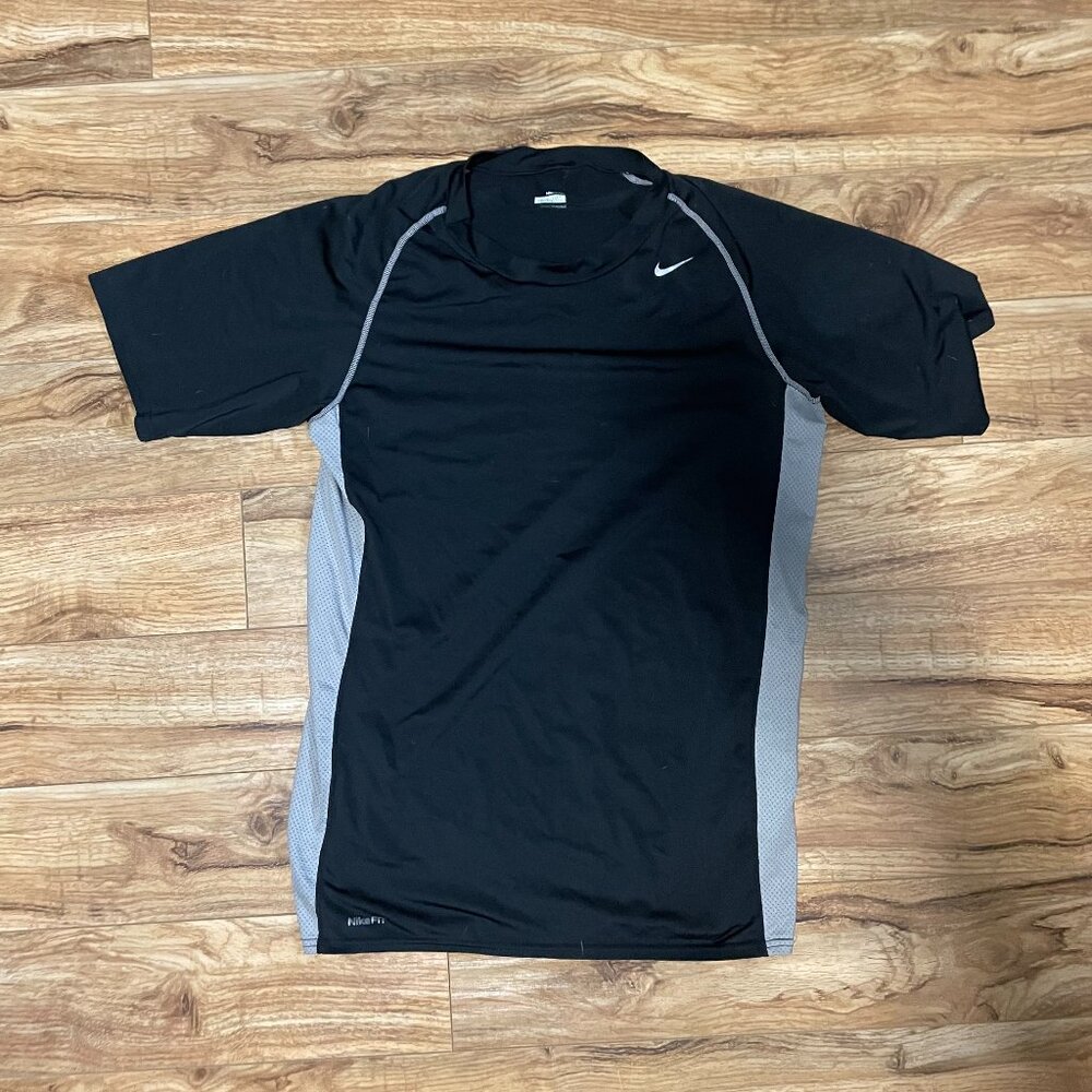 Nike Fit Dry Compression Short Sleeve Shirt Black Gray - Size 2XL